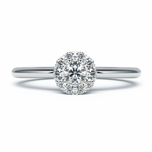 Anillo halo en oro 18k con Diamantes Eternity Joyería - Anillos de compromiso y argollas de matrimonio en oro